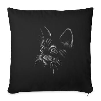 Chat visage de chat amant de chat chat dame - Housse de coussin décorative 45 x 45 cm - noir - Devant