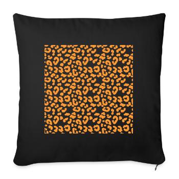 Motif léopard en orange sur noir - Housse de coussin décorative 45 x 45 cm - noir - Devant