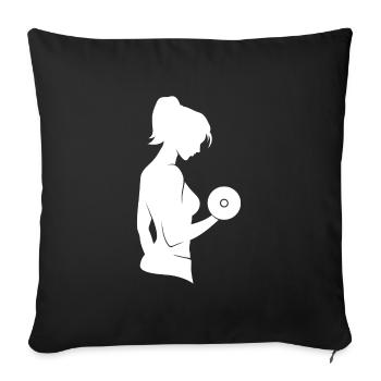Dumbbell workout bodybuilding gym workout - Sofa pillowcase 17,3'' x 17,3'' (45 x 45 cm) - black - Front