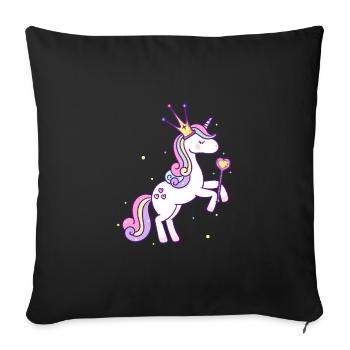 Unicorn Princess Crown Star Staff chaussures rose - Housse de coussin décorative 45 x 45 cm - noir - Devant