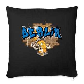 Graffiti de Berlin - Housse de coussin décorative 45 x 45 cm - noir - Devant