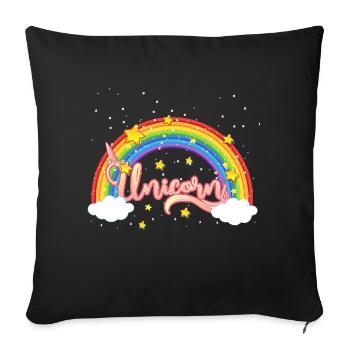 Arc-en-ciel coloré avec lettrage de licorne - Housse de coussin décorative 45 x 45 cm - noir - Devant