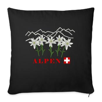 Alpen, Edelweiss, Schweiz - Sofakissenbezug 45 x 45 cm - Schwarz - Vorne