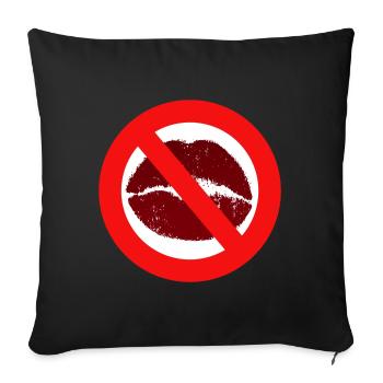 Baisers interdit baiser bouche lèvres baiser interdiction distance - Housse de coussin décorative 45 x 45 cm - noir - Devant