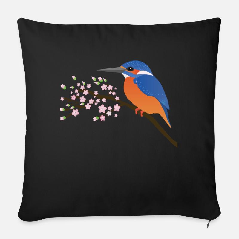 Der Eisvogel - Sofakissenbezug 45 x 45 cm - Schwarz