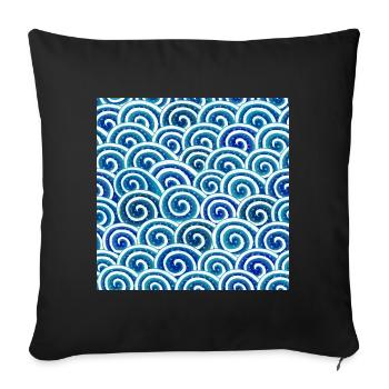 Expressive wave pattern in blue - Sofa pillowcase 17,3'' x 17,3'' (45 x 45 cm) - black - Front