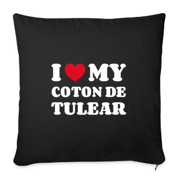 J'aime mon coton de tuléar - Housse de coussin décorative 45 x 45 cm - noir - Devant