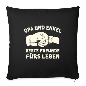 Opa und enkel beste freunde fürs leben comic baby - Sofakissenbezug 45 x 45 cm - Schwarz - Vorne