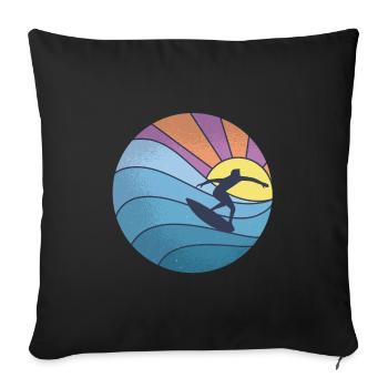Surf en mer au soleil - Housse de coussin décorative 45 x 45 cm - noir - Devant