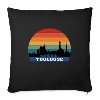 Toulouse Skyline Souvenir France Silhouette - Housse de coussin décorative 45 x 45 cm - noir - Devant