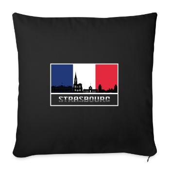 Strasburg France City Skyline French Flag Souvenir - Sofa pillowcase 17,3'' x 17,3'' (45 x 45 cm) - black - Front