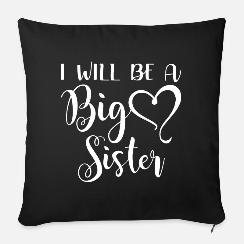 Je serai une grande soeur - Housse de coussin décorative 45 x 45 cm - noir