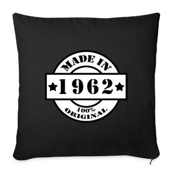 FAIT EN 1962 année de naissance année de fabrication cadeau vintage - Housse de coussin décorative 45 x 45 cm - noir - Devant