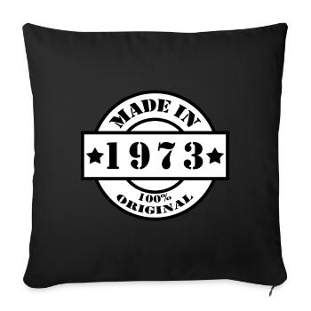 FAIT EN 1973 année de naissance année de fabrication cadeau vintage - Housse de coussin décorative 45 x 45 cm - noir - Devant
