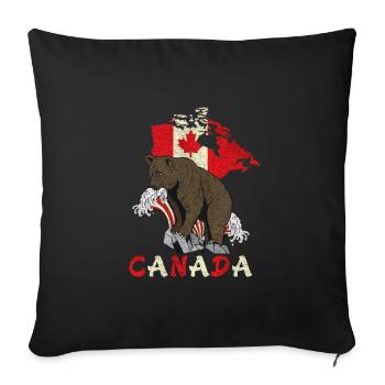 Canada bear design with map and flag - Sofa pillowcase 17,3'' x 17,3'' (45 x 45 cm) - black - Front