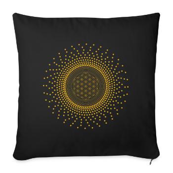 Fleur de vie à pois | Géométrie sacrée - Housse de coussin décorative 45 x 45 cm - noir - Devant