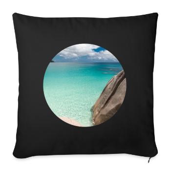Motive: dream beach Anse Lazio on the Seychelles - Sofa pillowcase 17,3'' x 17,3'' (45 x 45 cm) - black - Front