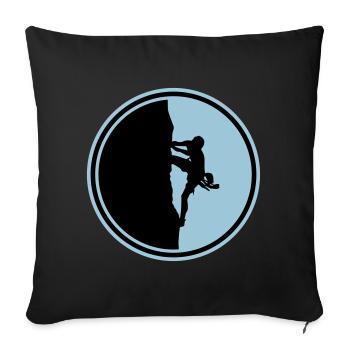 climbing mountaineering silhouette circle - Sofa pillowcase 17,3'' x 17,3'' (45 x 45 cm) - black - Front