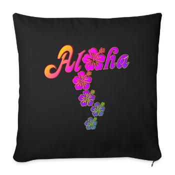 Aloha Hibiscus Blossoms - colored fill - Sofa pillowcase 17,3'' x 17,3'' (45 x 45 cm) - black - Front