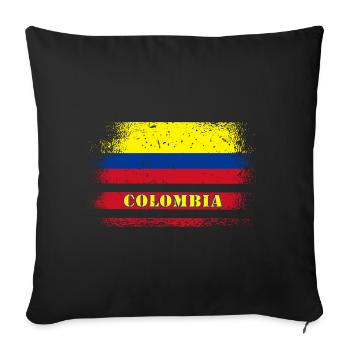 Drapeau vintage de Colombie / idée cadeau - Housse de coussin décorative 45 x 45 cm - noir - Devant