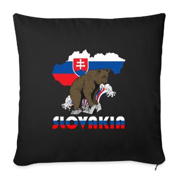 Slowenien Bär Design mit Landkarte und Flagge - Sofakissenbezug 45 x 45 cm - Schwarz - Vorne