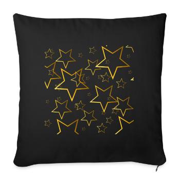 golden stars, night, woman - Sofa pillowcase 17,3'' x 17,3'' (45 x 45 cm) - black - Front