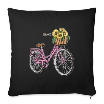 Women's Bicycle Sunflower - Sofa pillowcase 17,3'' x 17,3'' (45 x 45 cm) - black - Front