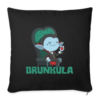 Drunkula vampire avec alcool vin bière boire amusant - Housse de coussin décorative 45 x 45 cm - noir - Devant