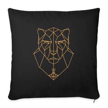 Geometrischer Löwenkopf mit Beten - Sofakissenbezug 45 x 45 cm - Schwarz - Vorne