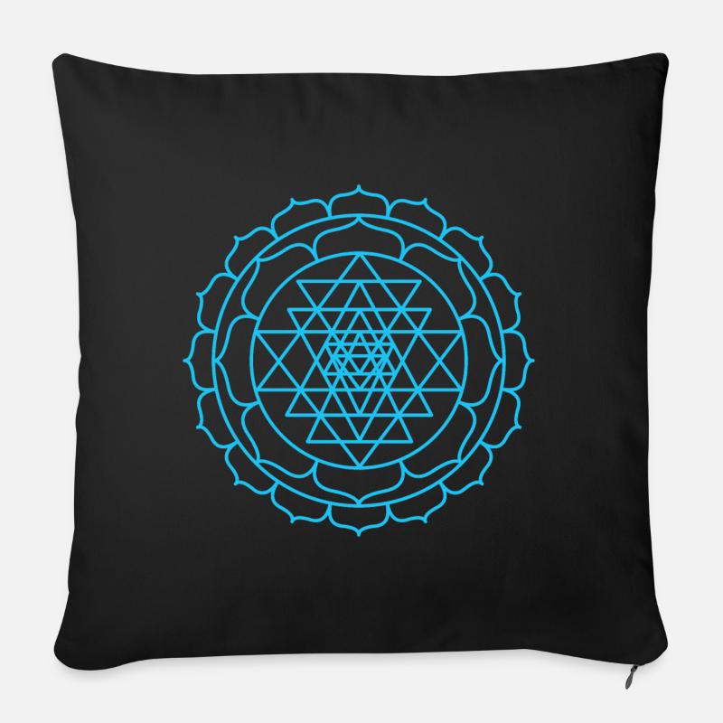 Shri Yantra blue - Sofakissenbezug 45 x 45 cm - Schwarz