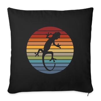 Cadeau de reptile animal lézard rétro silhouette gecko - Housse de coussin décorative 45 x 45 cm - noir - Devant