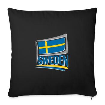 Souvenir de la Suède, voyage drapeau Suède - Housse de coussin décorative 45 x 45 cm - noir - Devant