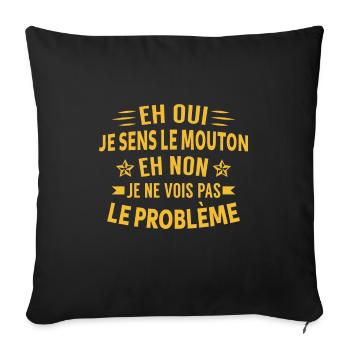 Eh oui je sens le mouton - Housse de coussin décorative 45 x 45 cm - noir - Devant