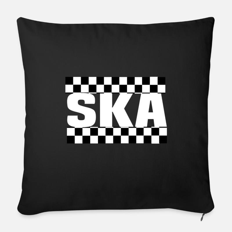 Ska Karo schwarz weiß - Sofakissenbezug 45 x 45 cm - Schwarz