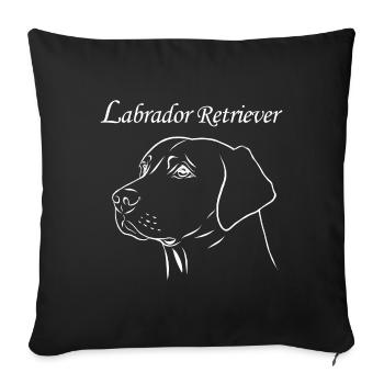 Portrait de labrador retriever - Housse de coussin décorative 45 x 45 cm - noir - Devant