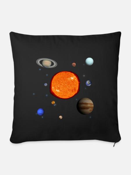 Unser Sonnensystem mit Pluto! - Sofakissenbezug 45 x 45 cm - Schwarz