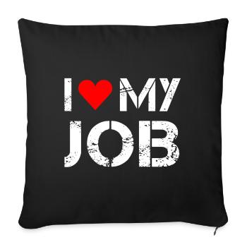 J'adore mon travail - Housse de coussin décorative 45 x 45 cm - noir - Devant