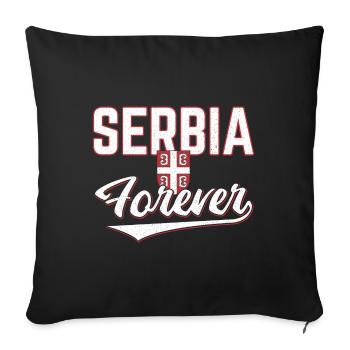 Serbie - Housse de coussin décorative 45 x 45 cm - noir - Devant