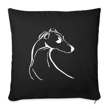 Lévrier italien blanc - Housse de coussin décorative 45 x 45 cm - noir - Devant