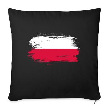 Poland Flag - Sofa pillowcase 17,3'' x 17,3'' (45 x 45 cm) - black - Front
