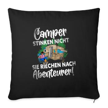 Camper Camping Lustiger Spruch - Sofakissenbezug 45 x 45 cm - Schwarz - Vorne