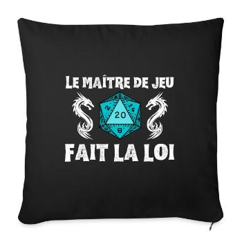 Maître du jeu de rôle donjons D20 M J dragons JDR - Housse de coussin décorative 45 x 45 cm - noir - Devant