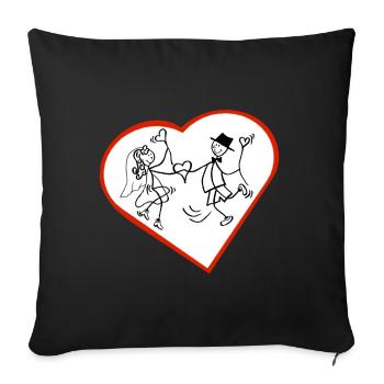 Playful lovers in the heart - Sofa pillowcase 17,3'' x 17,3'' (45 x 45 cm) - black - Front