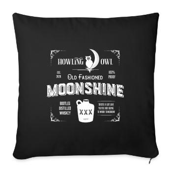 Moonshine - étiquette Moonshine à l'ancienne - Housse de coussin décorative 45 x 45 cm - noir - Devant