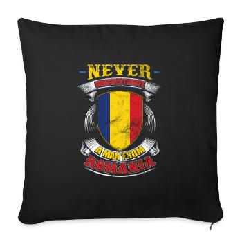 Never underestimate a man from Romania - Sofa pillowcase 17,3'' x 17,3'' (45 x 45 cm) - black - Front