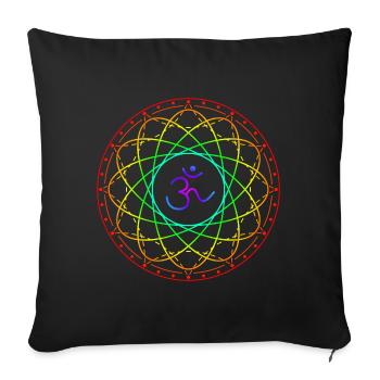 Géométrie sacrée avec symbole Om - Housse de coussin décorative 45 x 45 cm - noir - Devant
