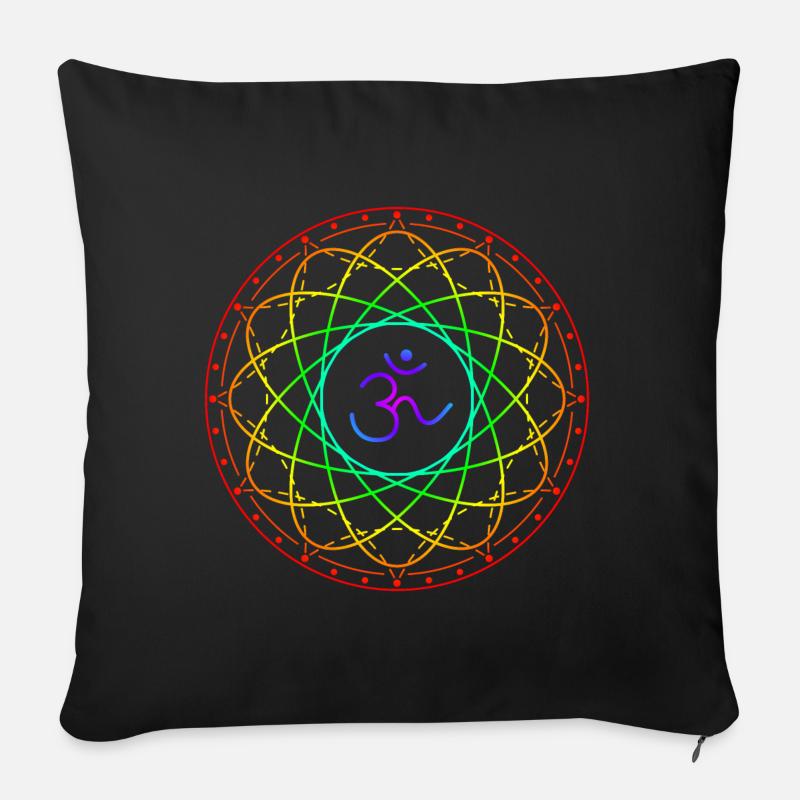 Heilige Geometrie mit Om Symbol - Sofakissenbezug 45 x 45 cm - Schwarz