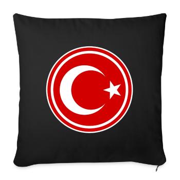 Drapeau de la Turquie rond - Housse de coussin décorative 45 x 45 cm - noir - Devant