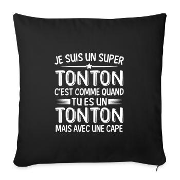 un super tonton avec une cape - Housse de coussin décorative 45 x 45 cm - noir - Devant