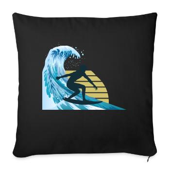 Surf surfeur surf - Housse de coussin décorative 45 x 45 cm - noir - Devant